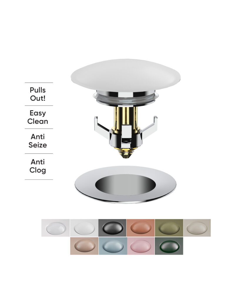 Pop-out Basin Waste with Ceramic Cap - colour options