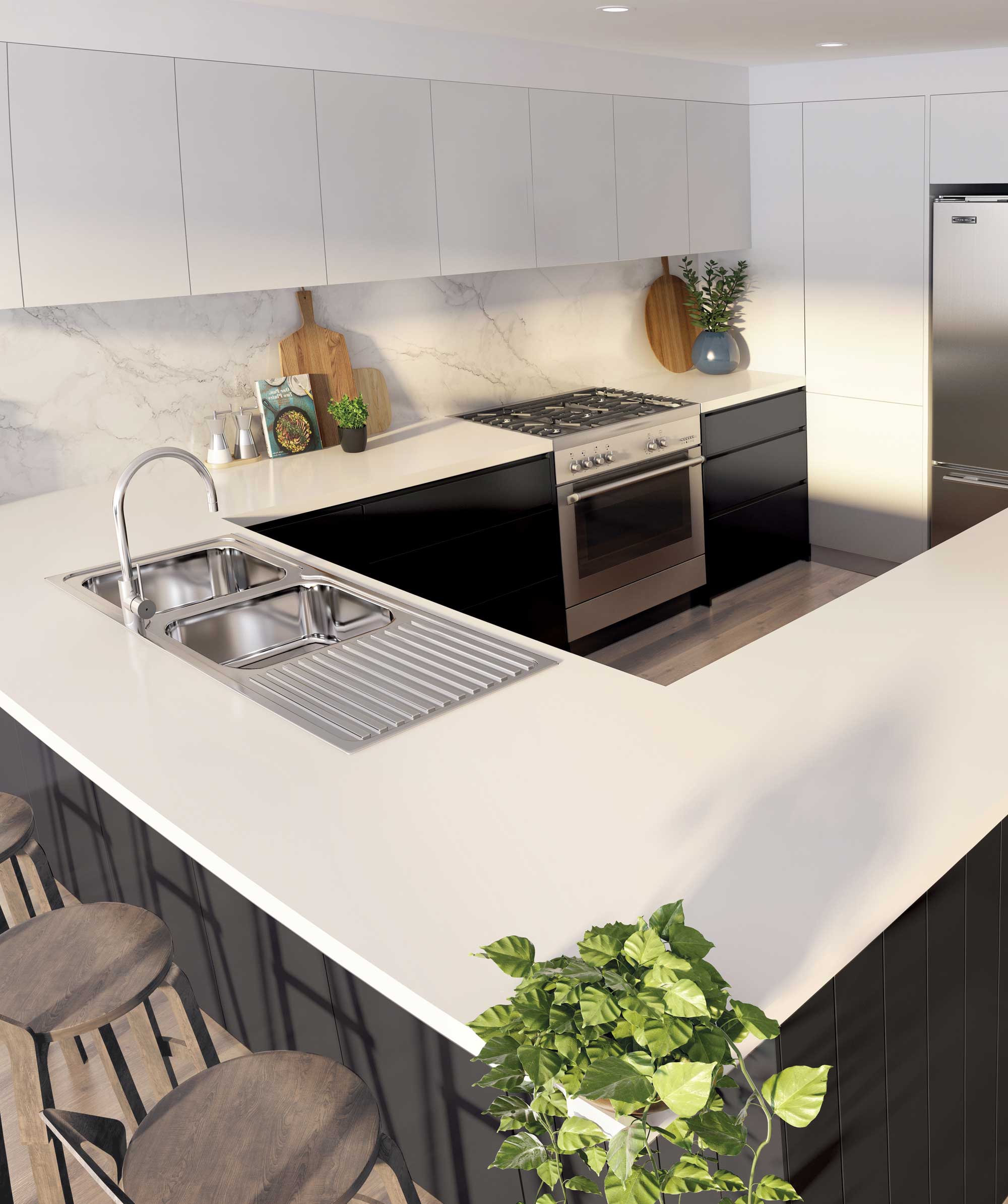 Acero 1200 stainless steel sink with drainer