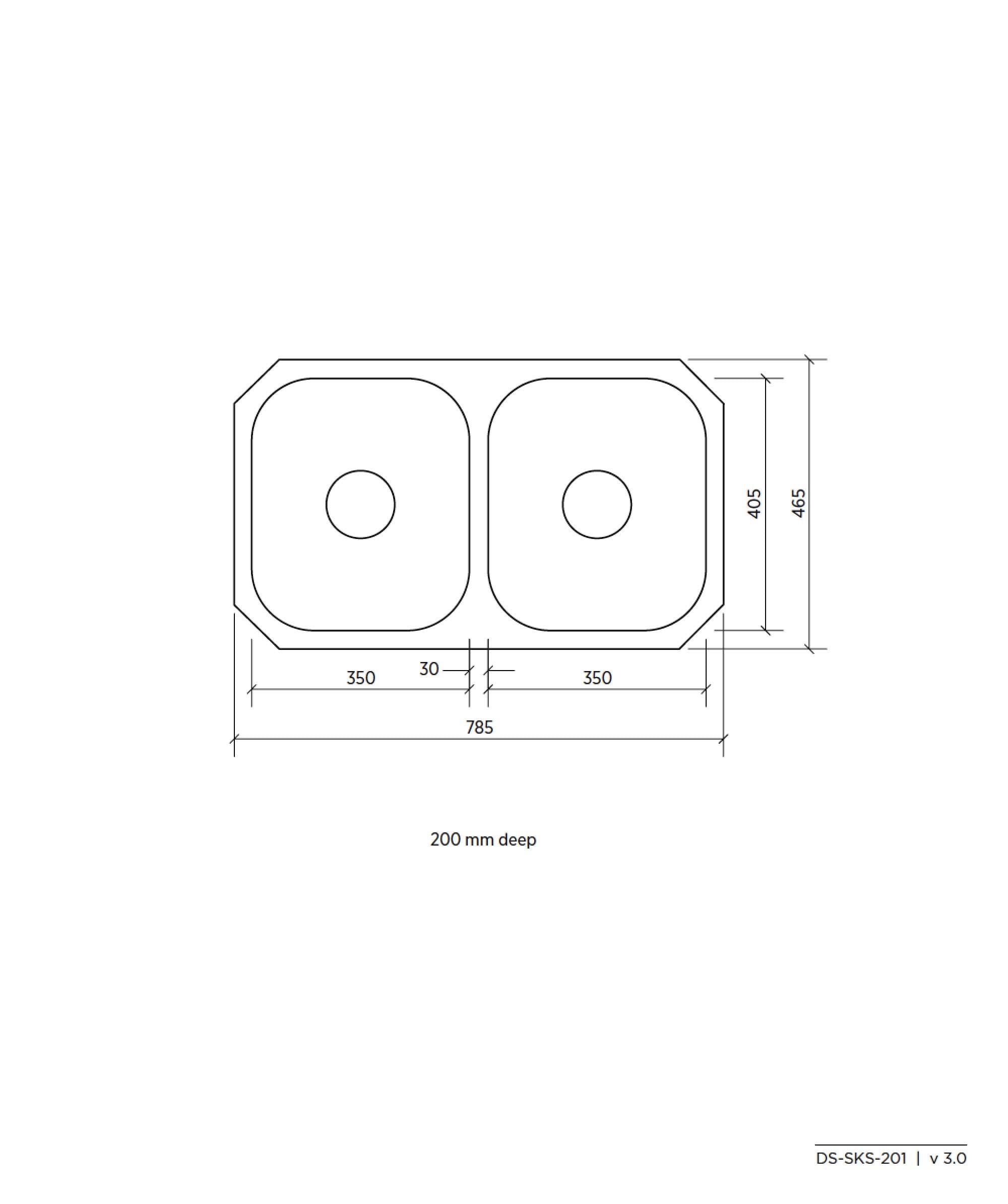 Acero 201 stainless steel sink - Undermount