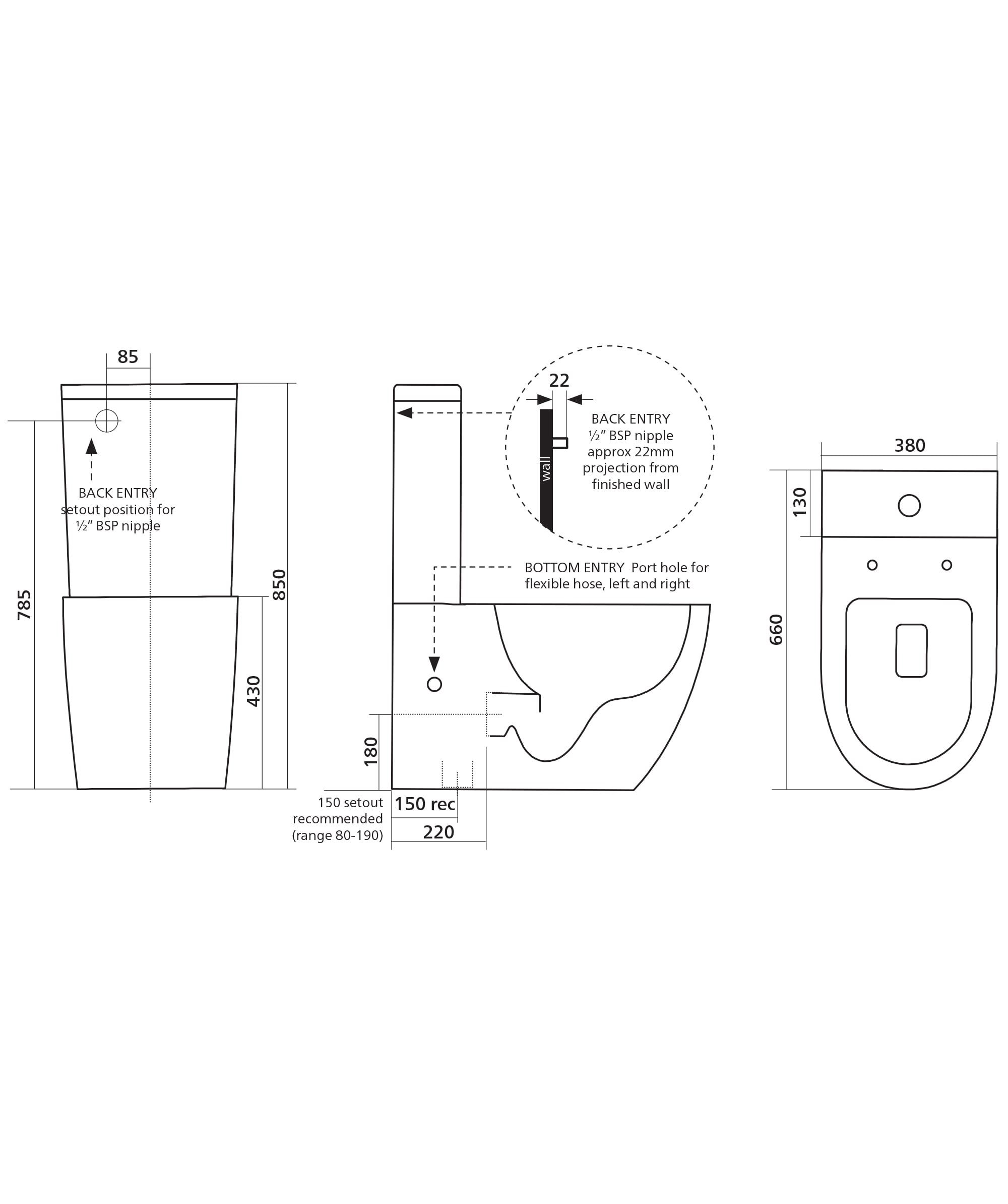 Arko Wall Faced toilet suite - White Silk Matte - choice of seats