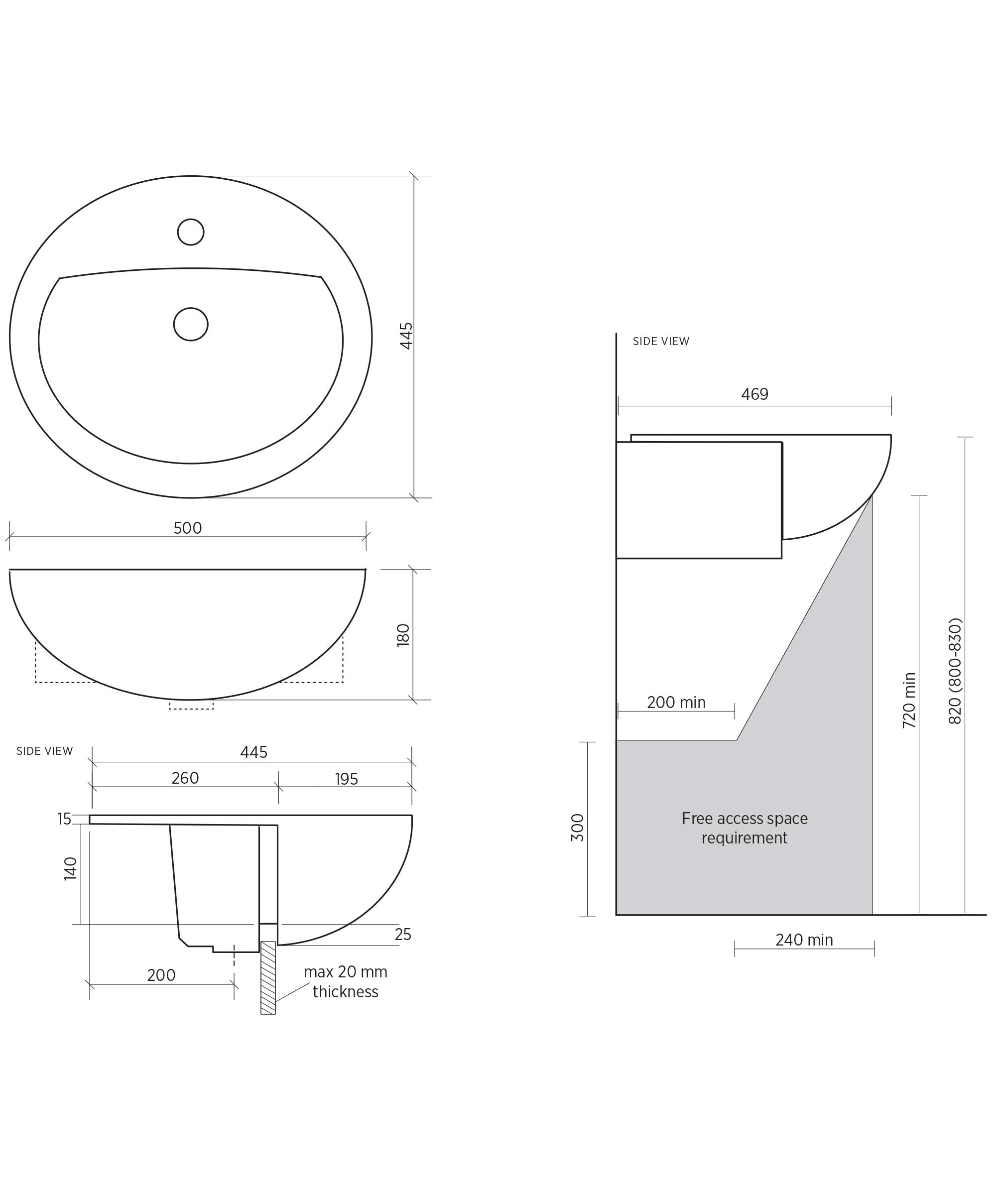 Chios 205 Care ceramic basin - White Gloss