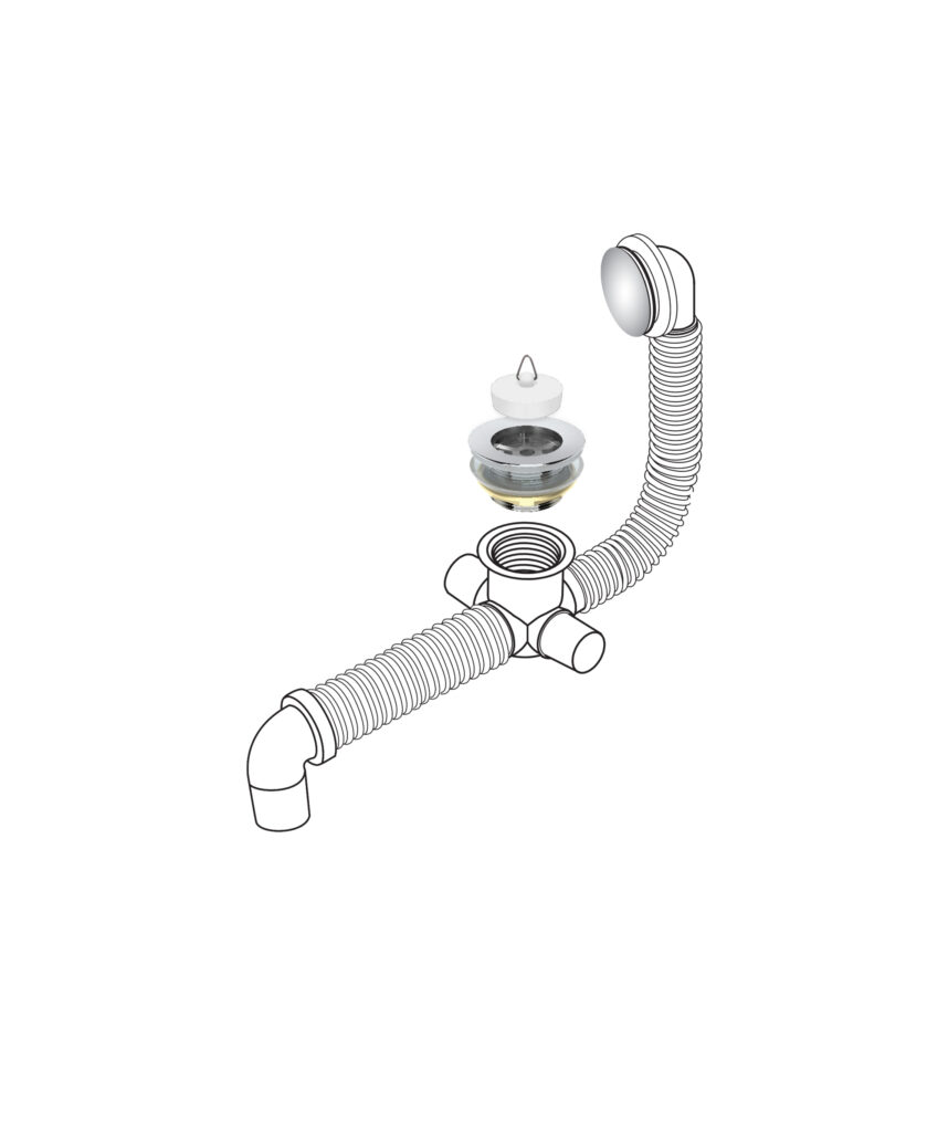 Flexiwaste Bath Installation Kit with Overflow and Plug+Waste - Basic kit