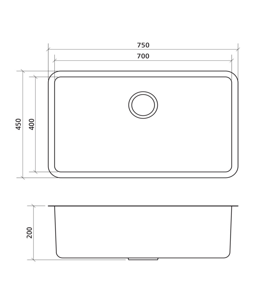 Kubic 700 stainless steel sink