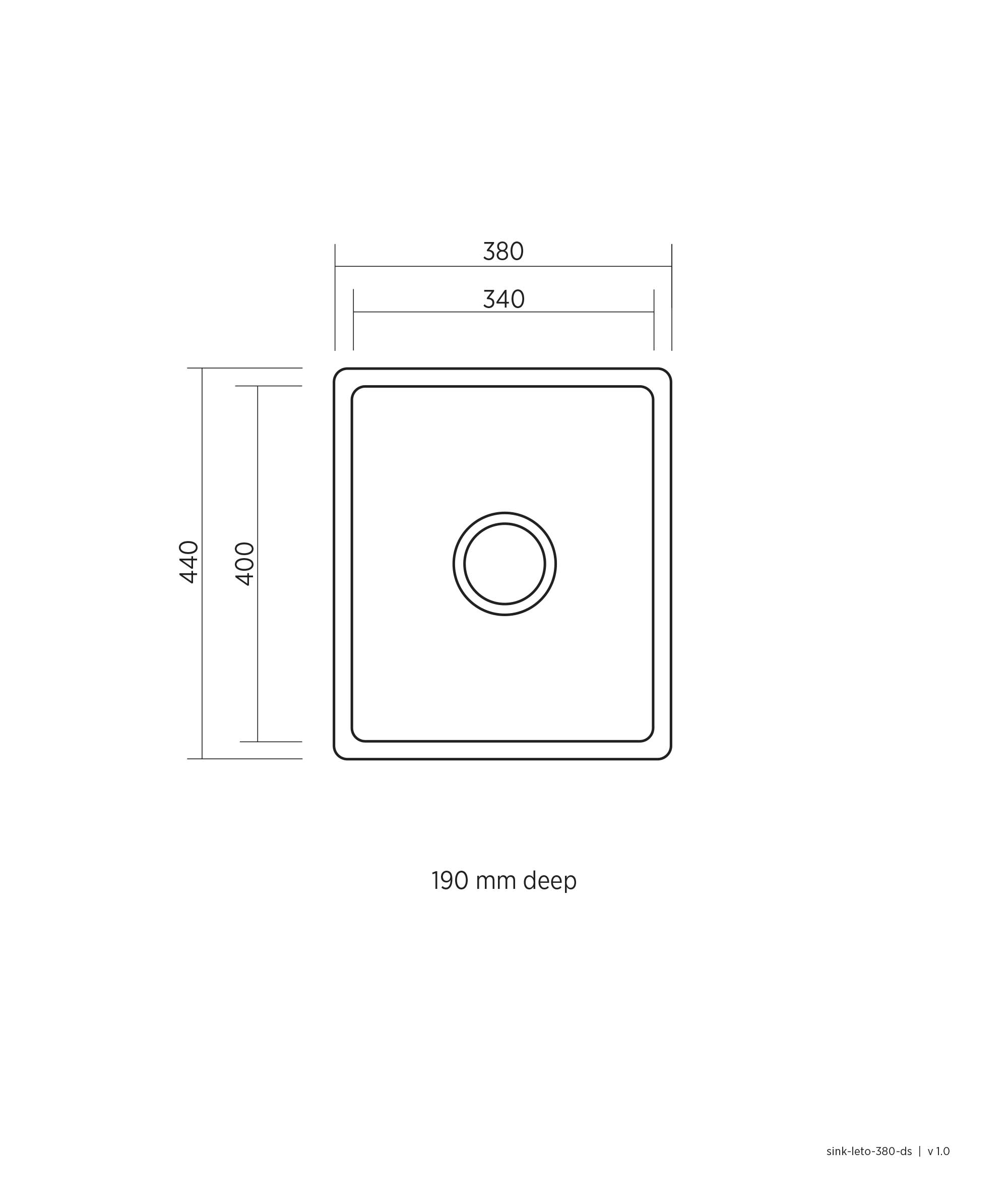 Leto 340 stainless steel sink