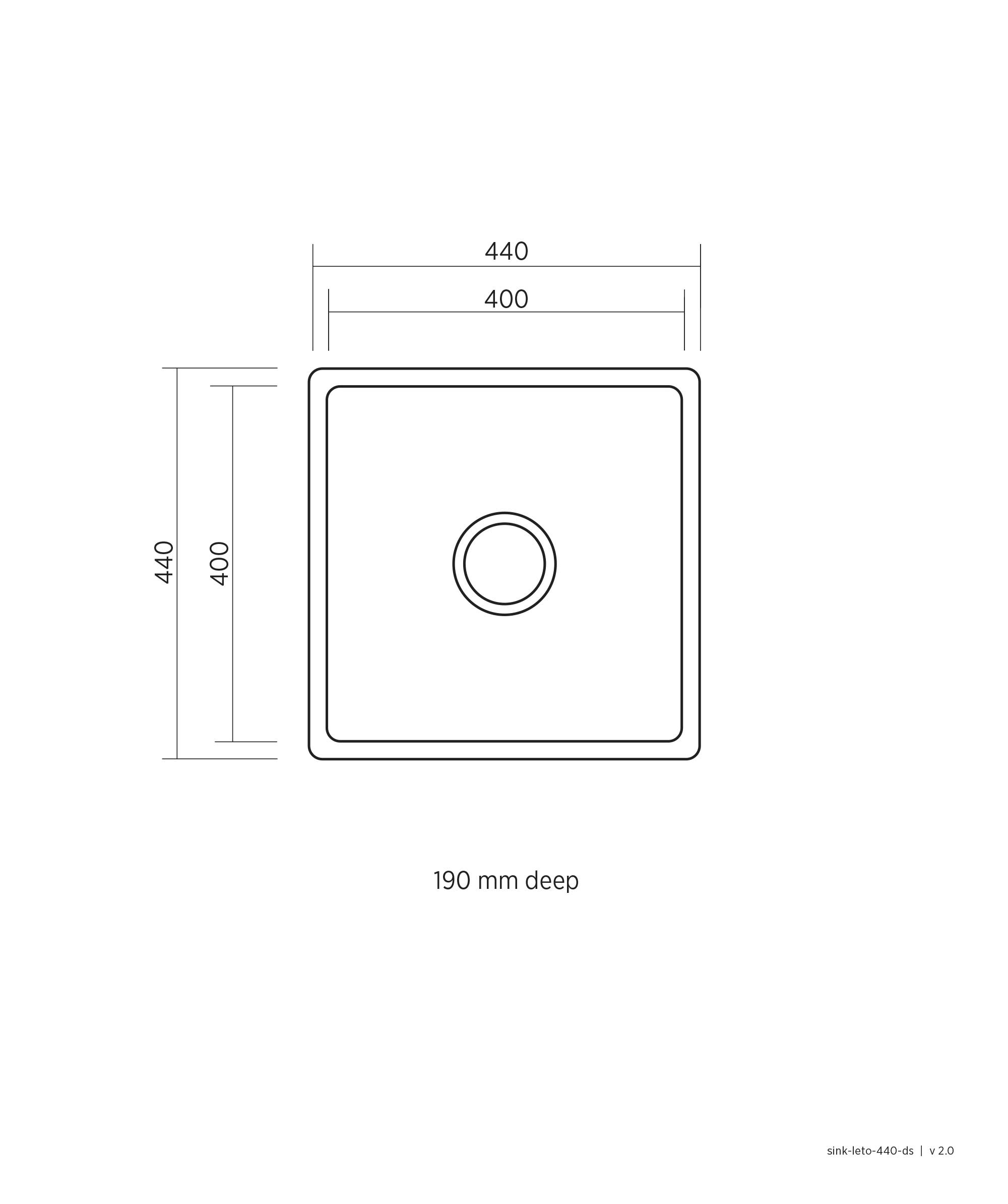 Leto 400 stainless steel sink
