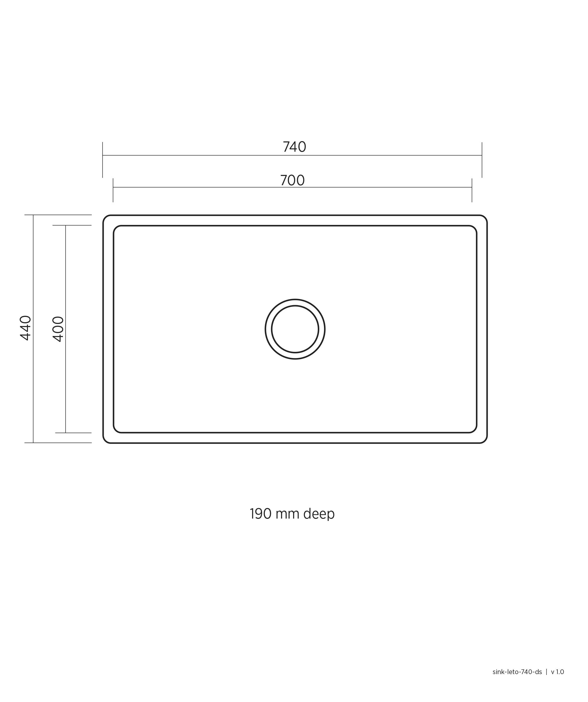 Leto 700 stainless steel sink