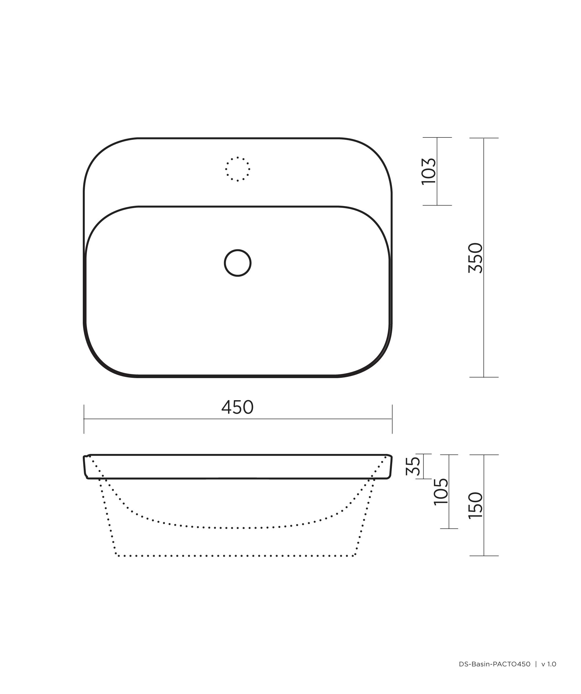 Limni 450 ceramic basin - White Gloss