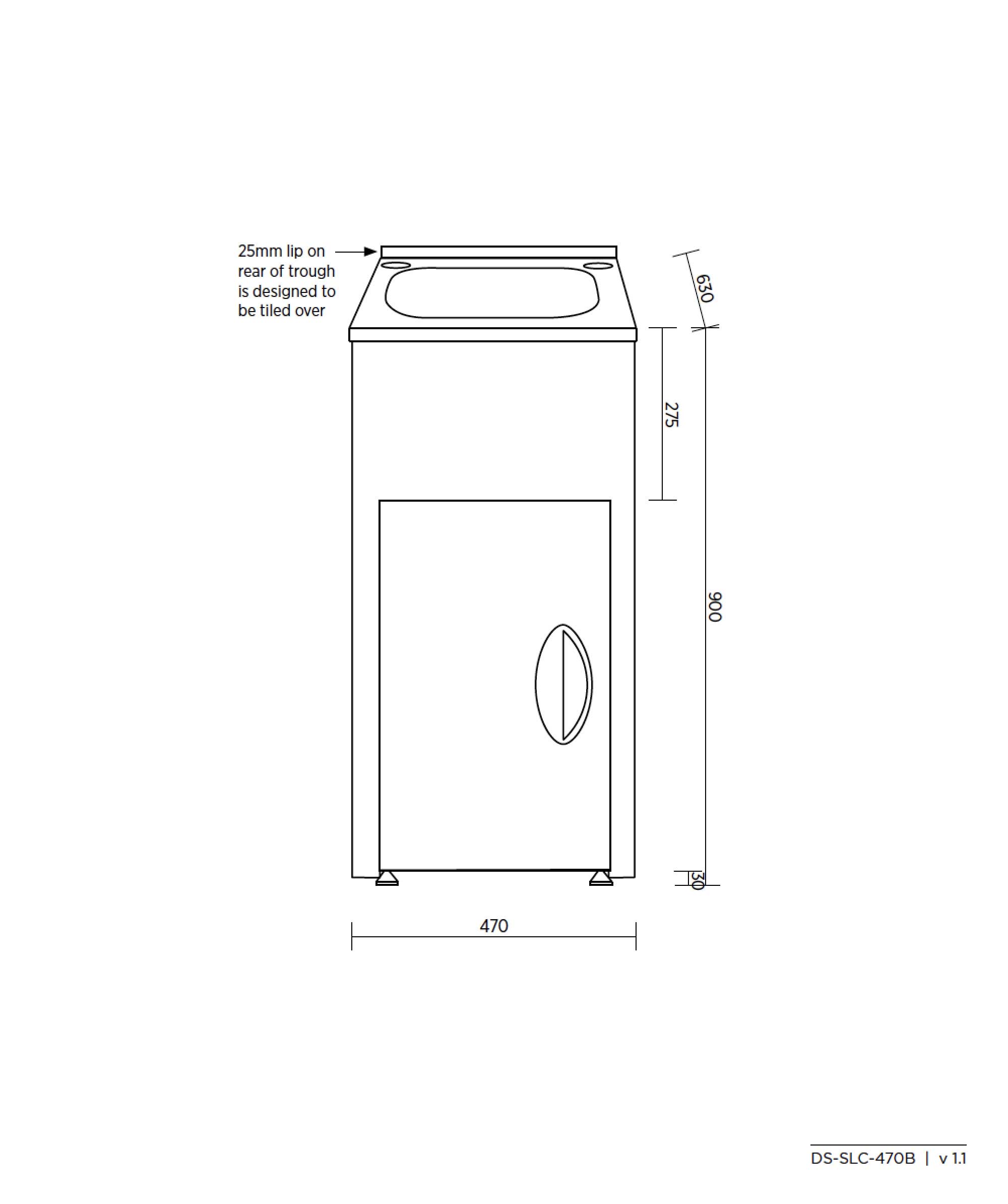 Tilos 470 laundry sink and cabinet 45 litre