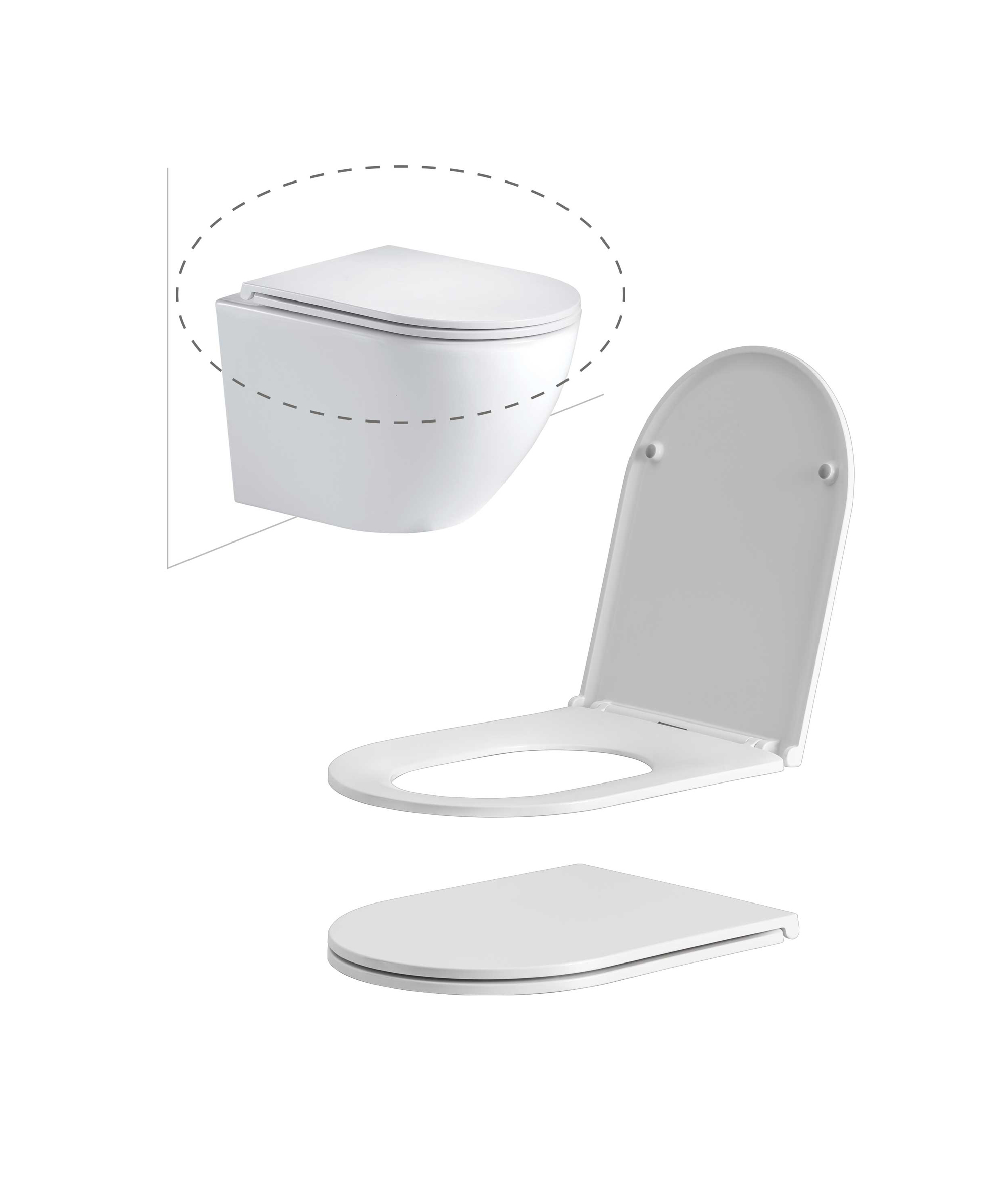 Toilet seat - Flat / Short Projection - for Arko Wall Hung