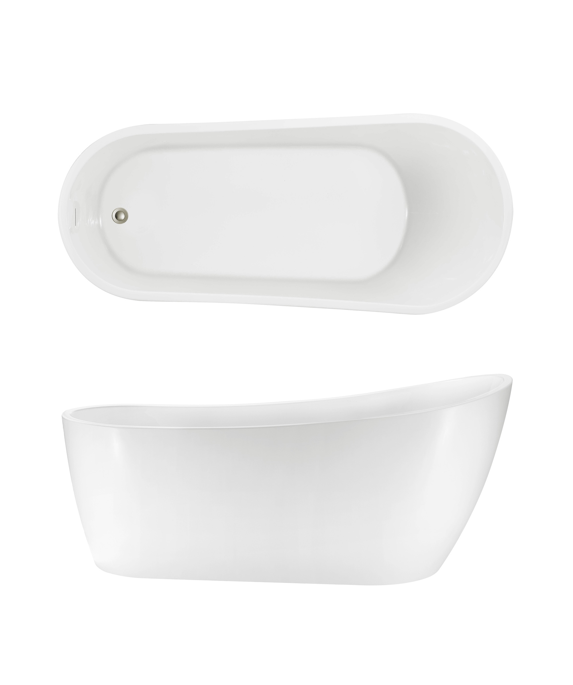 Arko 140 freestanding bath - White Gloss - with integrated slot overflow