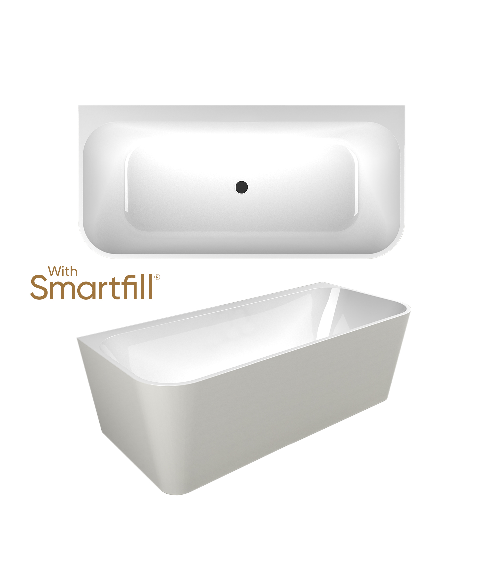 Plati 130 Back-to-wall freestanding bath - with Smartfill system