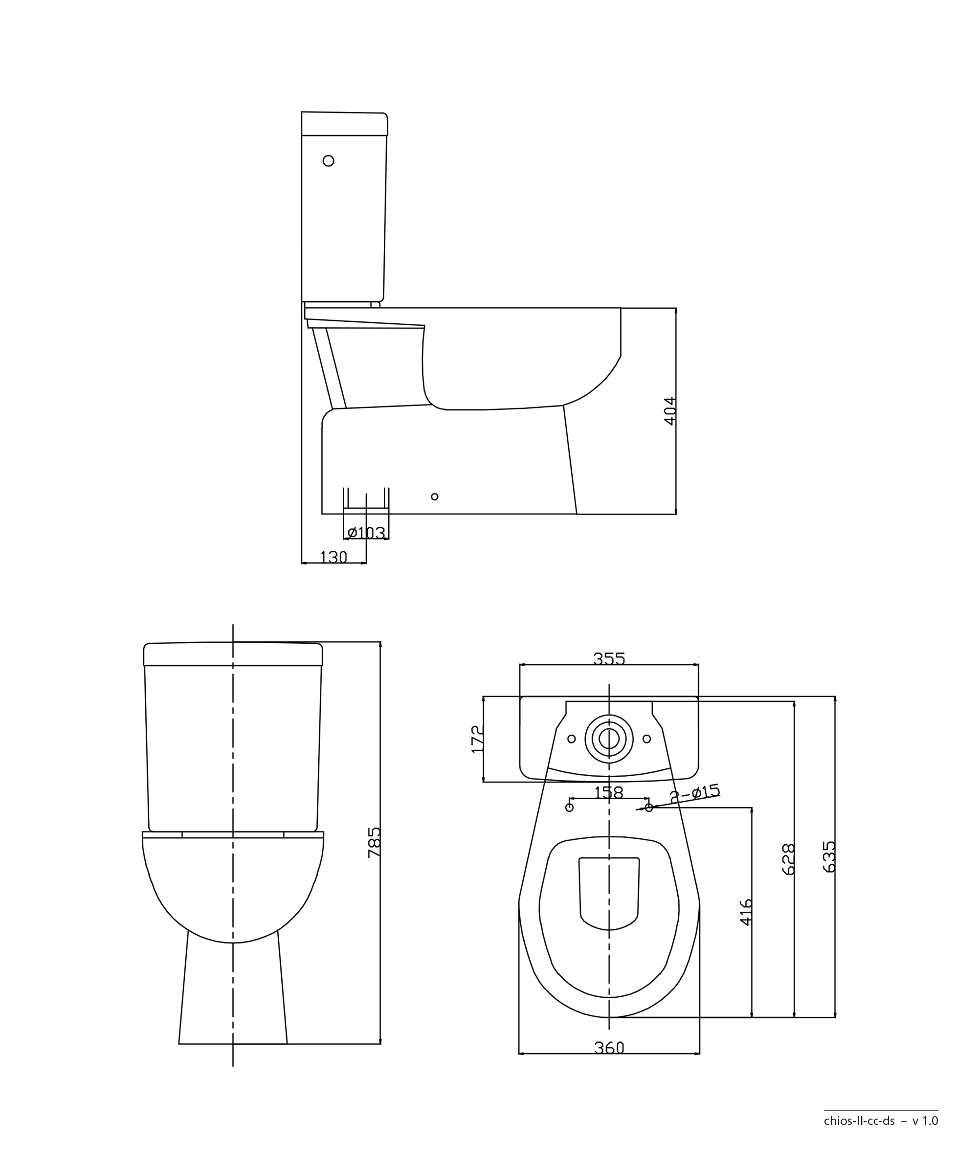 Chios II Close Coupled toilet suite