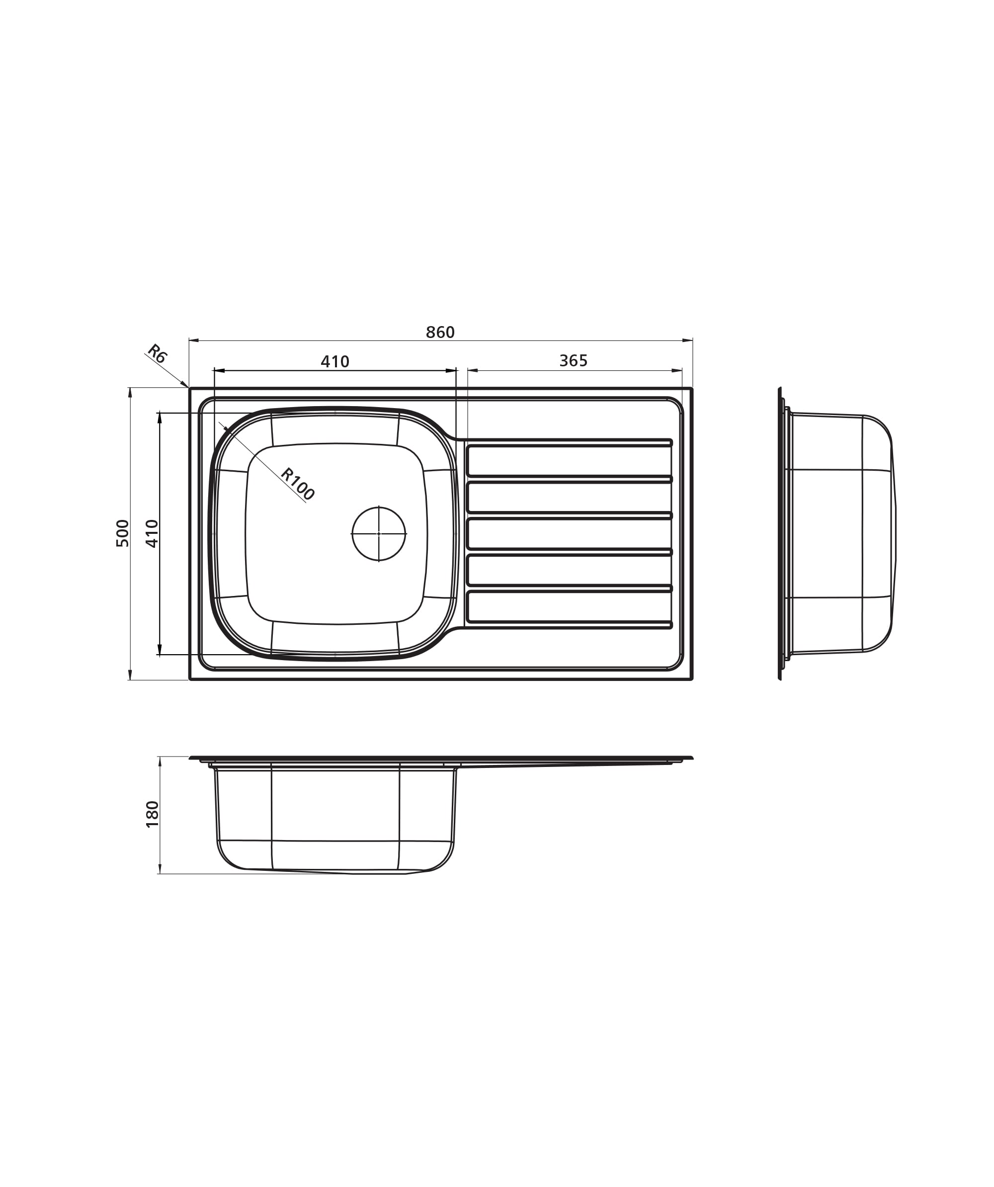 Acero 860 stainless steel sink with drainer