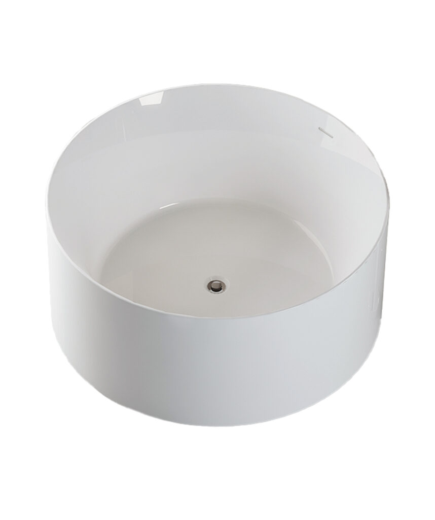Arko 130 round freestanding bath - White Gloss - with integrated slot overflow