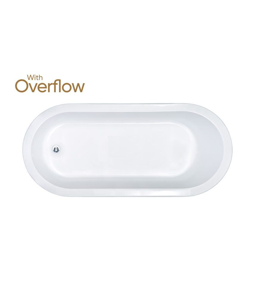 Limni 135 inset island bath - with overflow basic and Plug+Waste