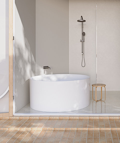 Arko 130 round freestanding bath - White Matte - with integrated slot overflow