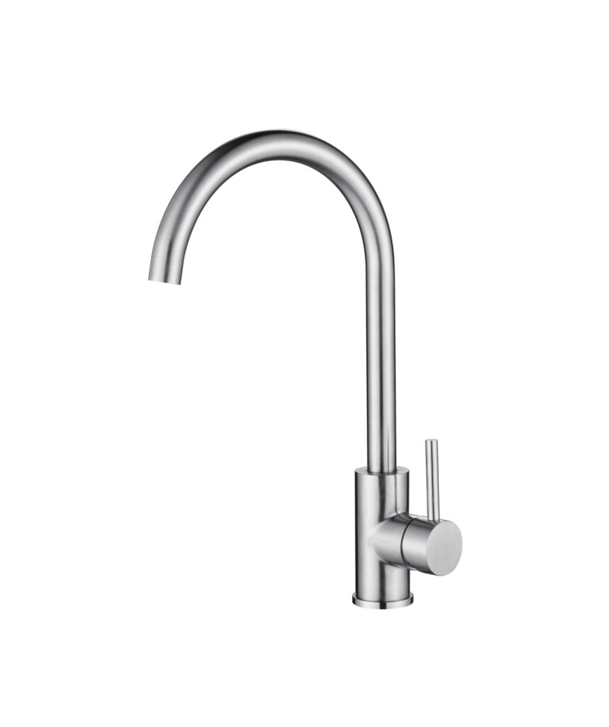 Anson Gooseneck Sink Mixer - Lead Free - Brushed Stainless Steel