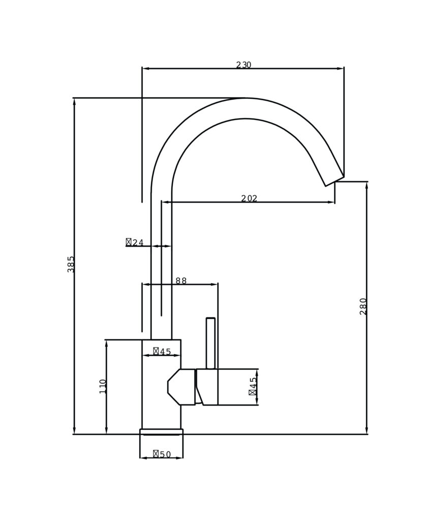 Anson Gooseneck Sink Mixer - Lead Free - Black Matte