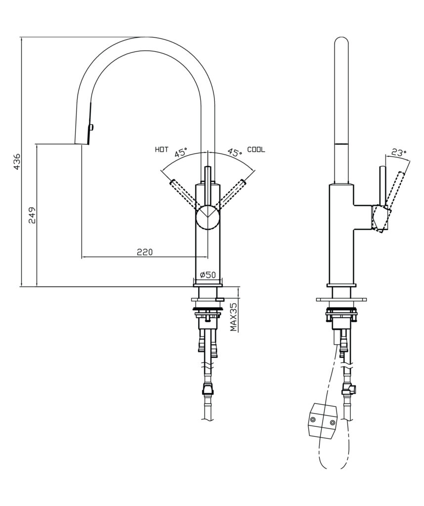 Anson Pull Out Sink Mixer - Lead Free - Black Matte