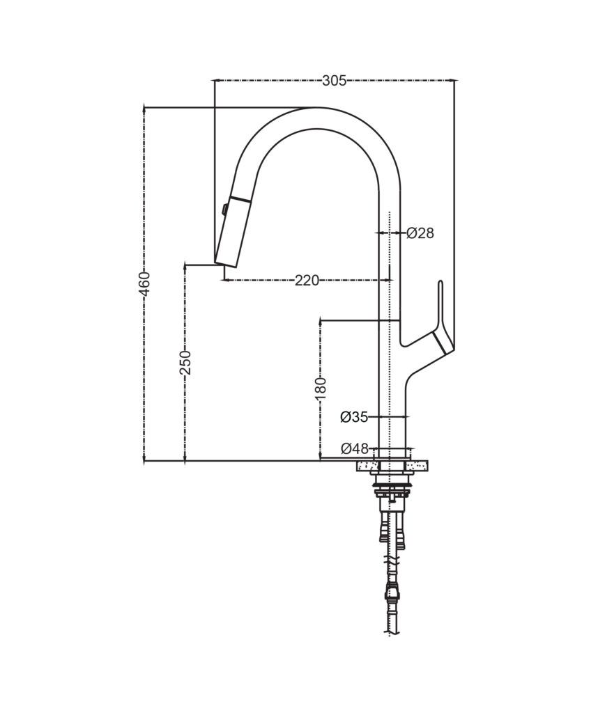 Avida Pull Out Spray Sink Mixer - Lead Free - Black Matte