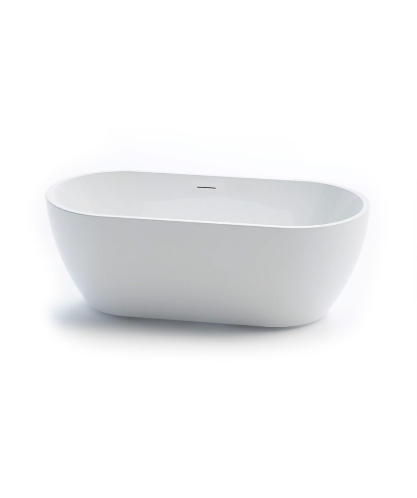 Arko 122 freestanding bath - White Gloss - with integrated slim overflow