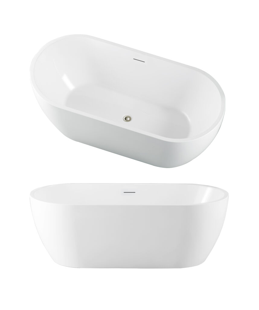 Arko 122 freestanding bath - White Matte - with integrated slim overflow