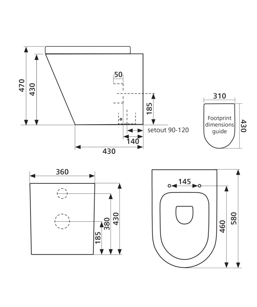 Modia Floor Mount toilet suite - Ambulant compliant
