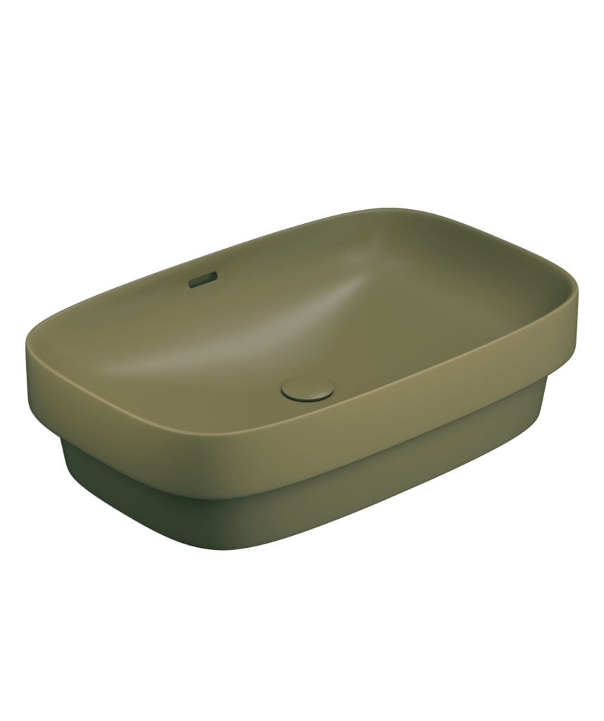 Obello 600 ceramic basin - Olive Silk Matte