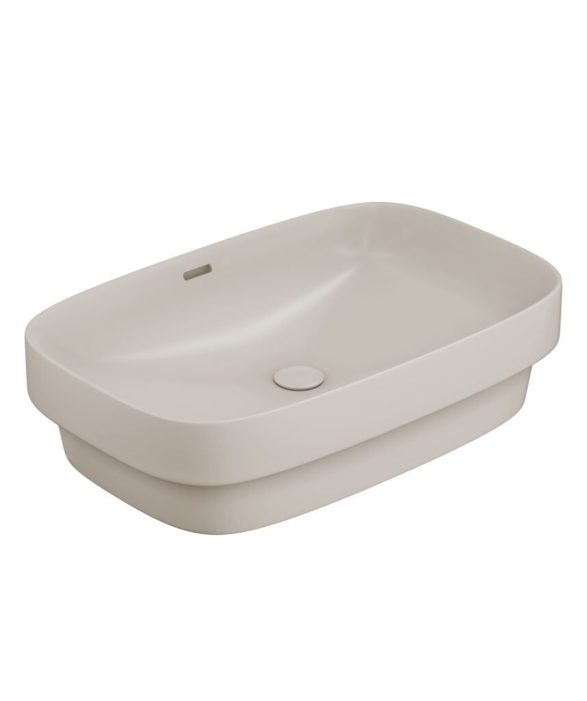 Obello 600 ceramic basin - Saltstone Silk Matte