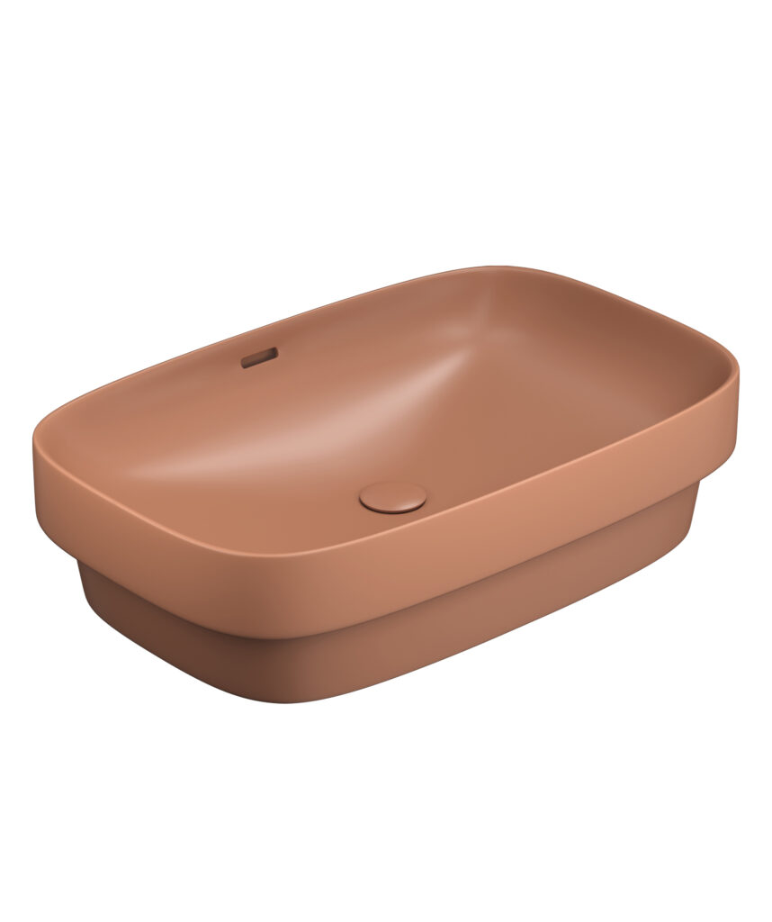 Obello 600 ceramic basin - Terracotta Silk Matte