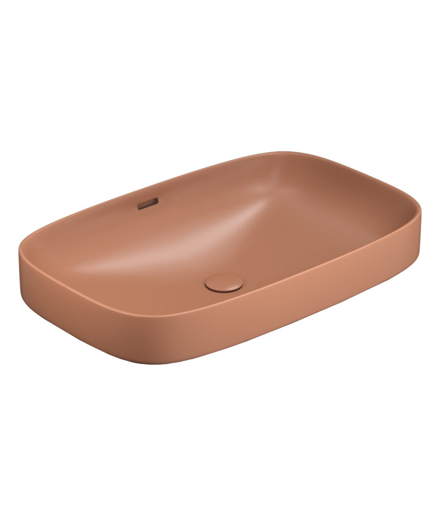 Obello 600 ceramic basin - Terracotta Silk Matte