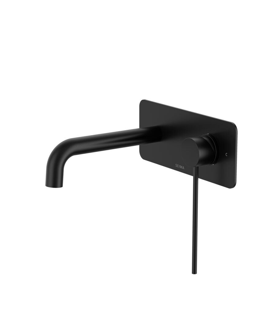 Anson Care Wall Mixer and Spout Set with Full Backplate - Lead Free - Black Matte