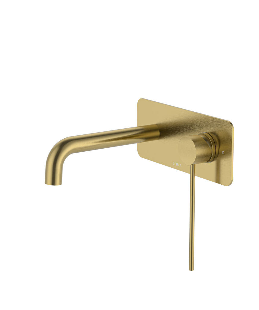 Anson Care Wall Mixer and Spout Set with Full Backplate - Lead Free - Brushed Gold