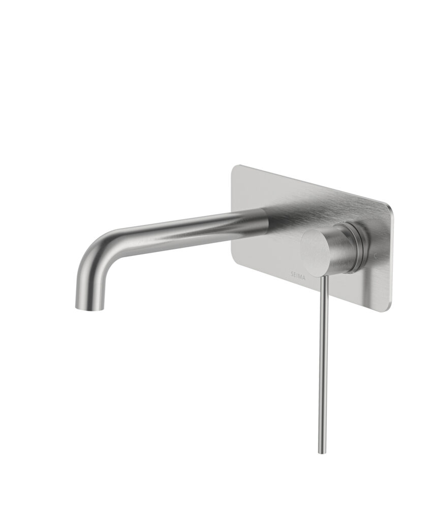 Anson Care Wall Mixer and Spout Set with Full Backplate - Lead Free - Brushed SS
