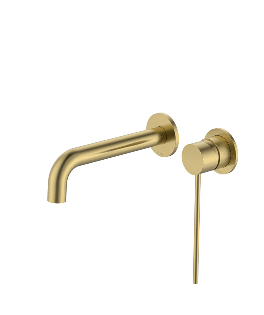 Anson Care Wall Mixer and Spout Set with Separate Backplates - Lead Free - Brushed Gold