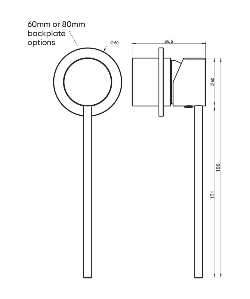 Anson Care Wall Mixer with 60mm Backplate - Lead Free - Black Matte