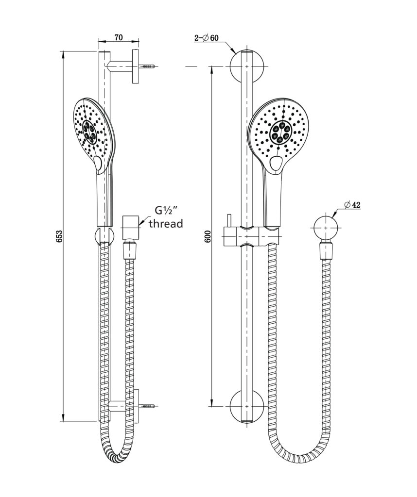 Anson Rail Shower - Black Matte