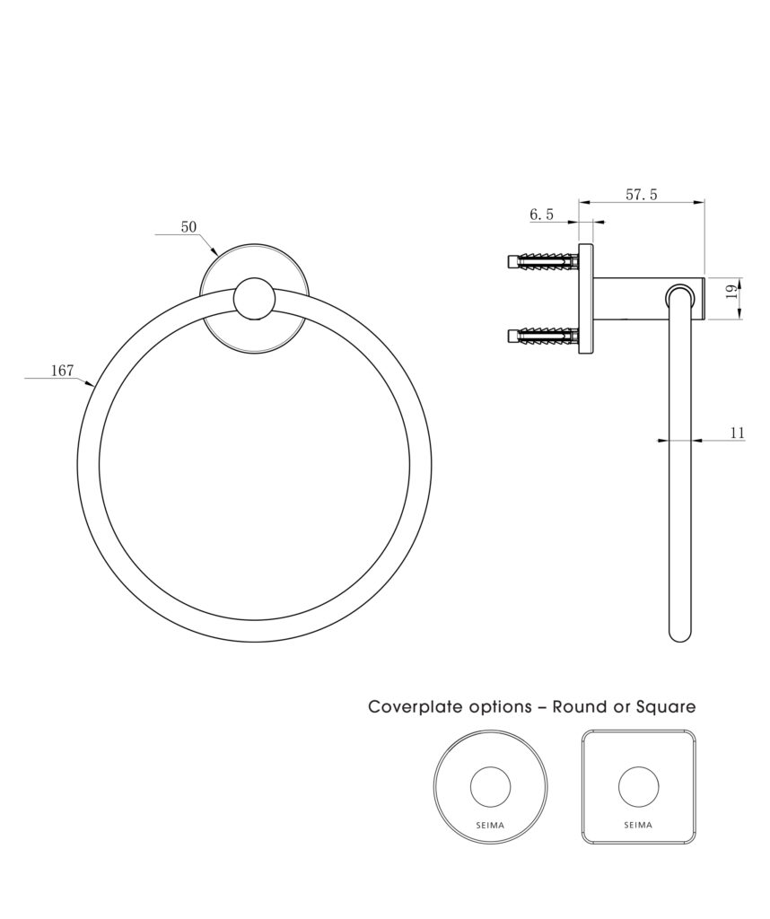 Anson Round Towel Ring - Black Matte