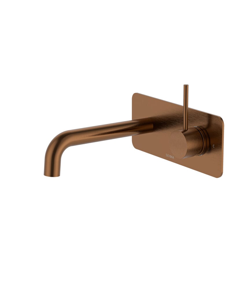 Anson Up Wall Mixer and Spout Set with Full Backplate - Lead Free - Brushed Bronze