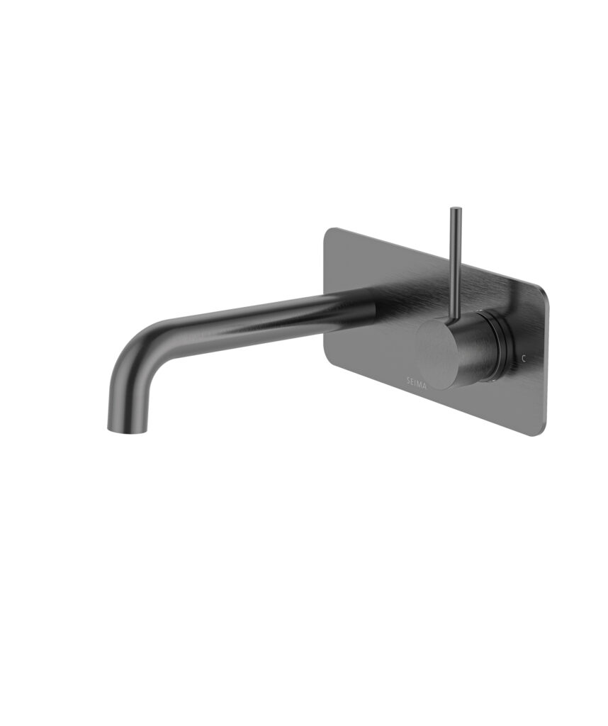 Anson Up Wall Mixer and Spout Set with Full Backplate - Lead Free - Gunmetal