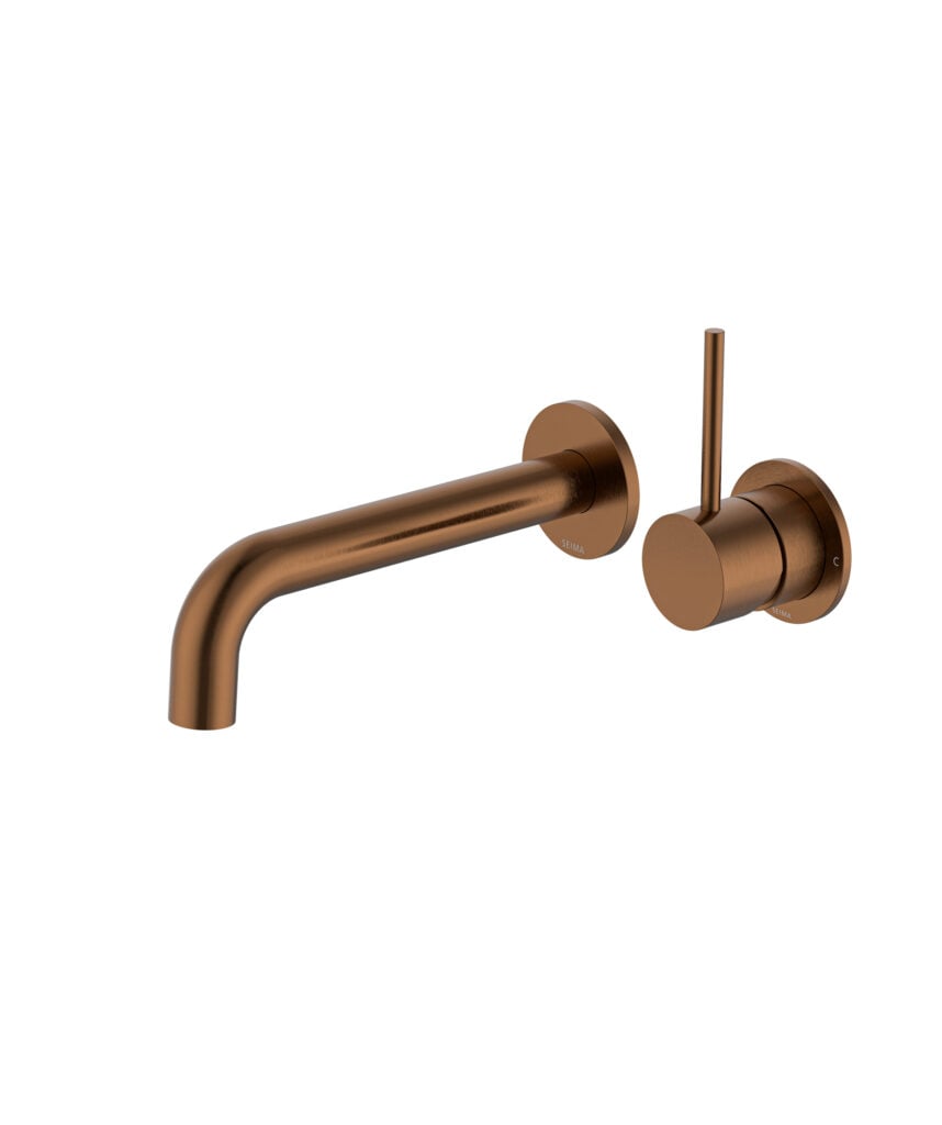 Anson Up Wall Mixer and Spout Set with Separate Backplates - Lead Free - Brushed Bronze