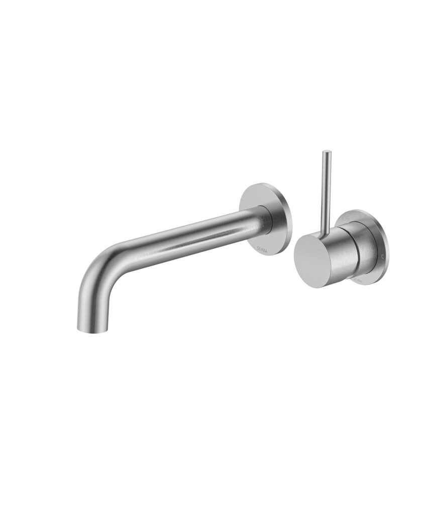 Anson Up Wall Mixer and Spout Set with Separate Backplates - Lead Free - Brushed SS
