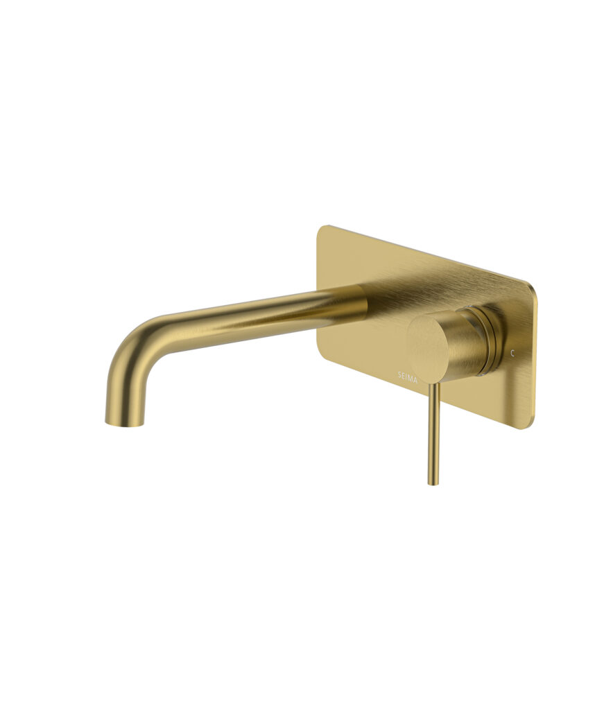 Anson Wall Mixer and Spout Set with Full Backplate - Lead Free - Brushed Gold