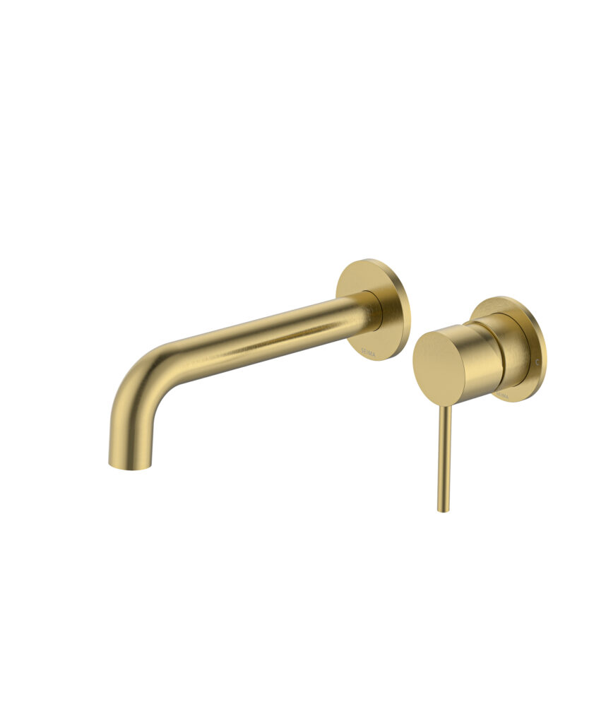 Anson Wall Mixer and Spout Set with Separate Backplates - Lead Free - Brushed Gold