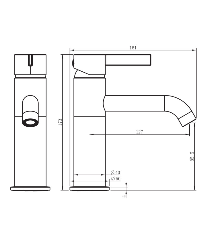 Edge Basin Mixer - Lead Free - Black Matte