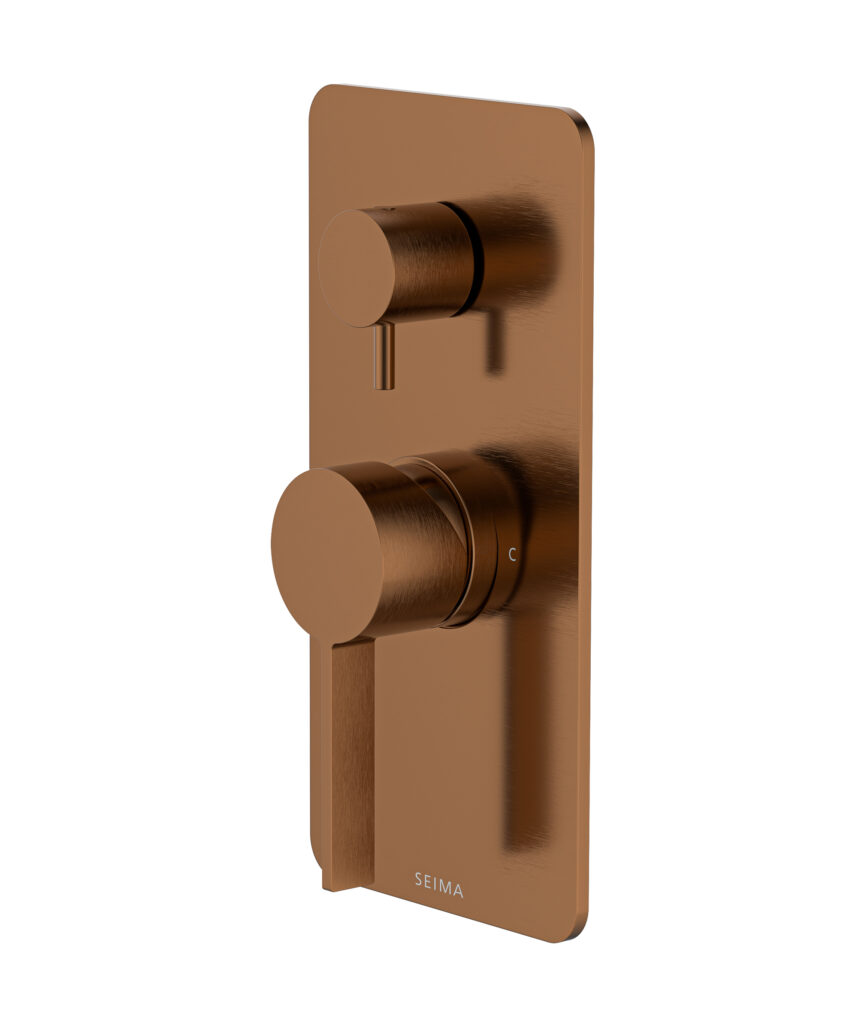 Edge Diverter Mixer with Full Backplate - Lead Free - Brushed Bronze