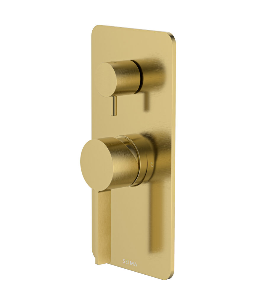 Edge Diverter Mixer with Full Backplate - Lead Free - Brushed Gold