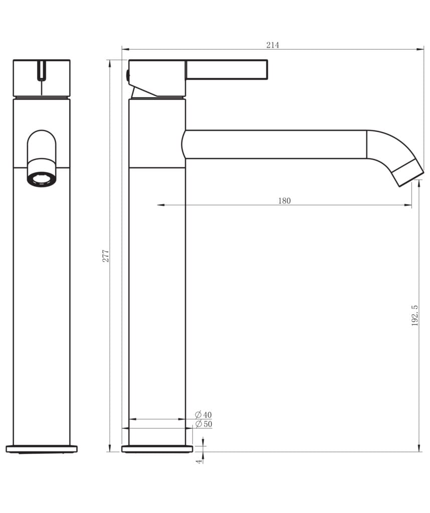 Edge Tall Basin Mixer - Lead Free - Brushed Gold