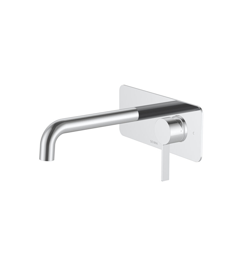 Edge Wall Mixer and Spout Set with Full Backplate - Lead Free - Chrome