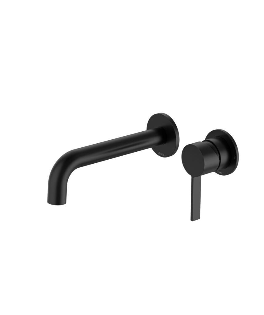 Edge Wall Mixer and Spout Set with Separate Backplates - Lead Free - Black Matte